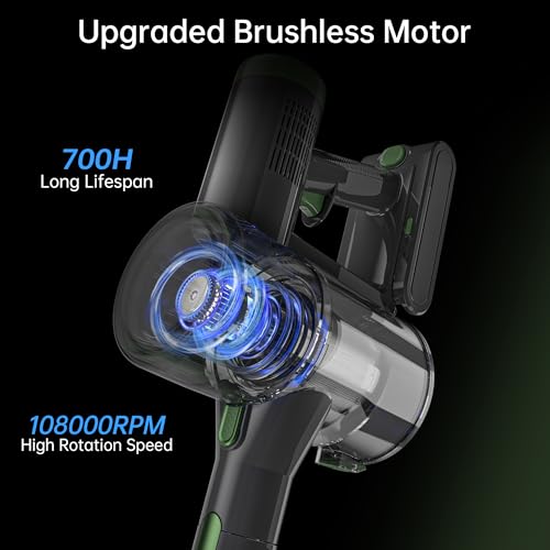 Image of Cordless Vacuum Cleaner, 500W 45Kpa Powerful Stick Vacuums with 45 Mins Runtime, LED Touch Display, Lightweight Design, Ideal for Pet Hair and All Floor Types, 1.5L Dust Cup, 6-in-1 Versatility