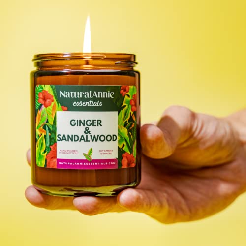 Naturalannie Essentials Aromatherapy Ginger & Sandalwood Scented Hand Poured Soy Candle 9Oz Clean And Long Lasting Burn | Made In The Usa #TOP4