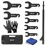 Eleon Pneumatic Fan Clutch Removal Tool Kit - 8PCS Powder Coated Carbon-Steel Penumatic Fan Clutch Wrench Set Compatible with Ford, GM, Chrysler and Jeep - Includes Gloves and Towel