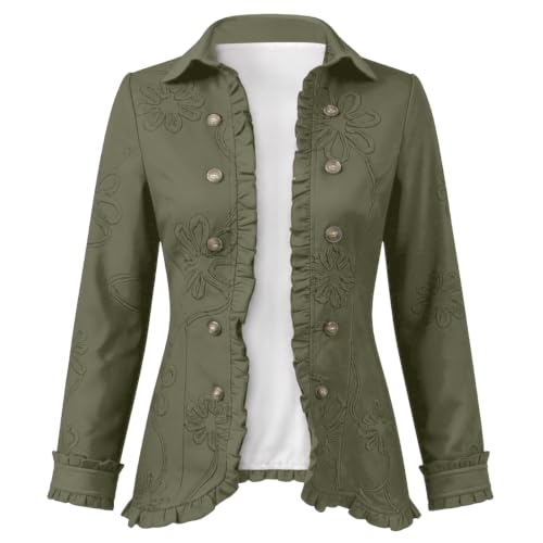 Ruffle Trim Jackets For Women Open Front Vintage Lightweight Peplum Jackets - image 4