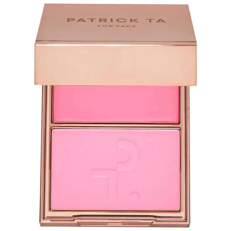 P4trick Ta.- Major Headlines Double-Take Creme & Powder Blush Duo - Versatile Blush for Face, Cream & Powder Formula for Long-Lasting - Color: (Soft Blue Pink)