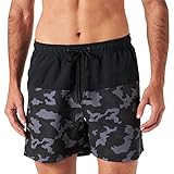 JP 1880 Herren Jay-PI Badeshorts, Beachwear, Elastikbund, Camouflage Badehose, Schwarz, XXL