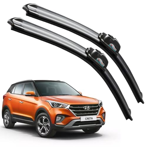 Image of Frameless Rubber Car Wiper Blades Set of 2 Compatible with (Hyundai Creta (2015-2019) (D-26,P-16))
