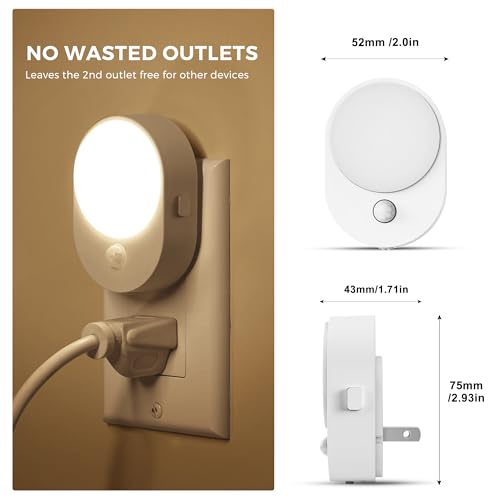 L LOHAS LED Motion Sensor Night Light,[2-PACK] Night Lights Plug into Wall,Motion Sensor and Dusk to Dawn Sensor,3000K Soft White,30/60/100lm Brightness Dimmable,Nightlight for Bathroom Hallway by L LOHAS LED - Used condition - Image 6