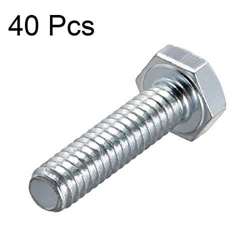 Image of uxcell Hex Head Screw Bolts Carbon Steel 1 /4 inch-20 x 1 inch Fastener Grade 5 UNC 40pcs