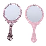 minkissy 2 espejos de encaje portátiles para maquillaje, mesa de tocador, espejo de tocador de maquillaje, mini espejos vintage con asa, estilo princesa, espejo de mano, espejo de maquillaje, espejo