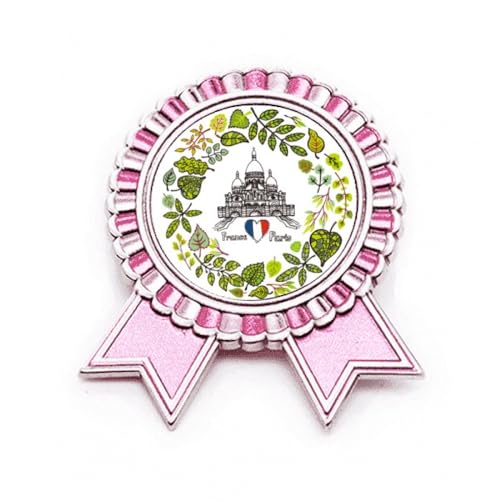 Broche rose Basilique Paris France souvenir en métal taille M