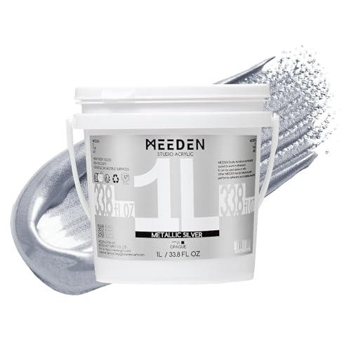 MEEDEN Metallic Silver Acrylic Paint: 1L /33.8oz Silver Acrylic Paint for Adluts Artists Hobbists Painting on Craft Home Décor Projects Furniture