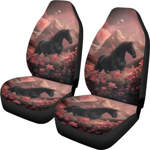 Housse de siège auto universelle motif montagne et fleurs pour voiture et camion