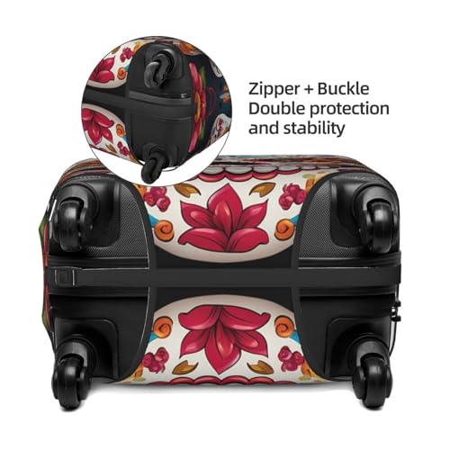 Travel Luggage Cover Colorful Sugar Skull Suitcase Protector Elastic Washable Stretch Suitcase Protector Anti-Scratch Travel Suitcase Cover Fit 18-32 Inch Luggage3