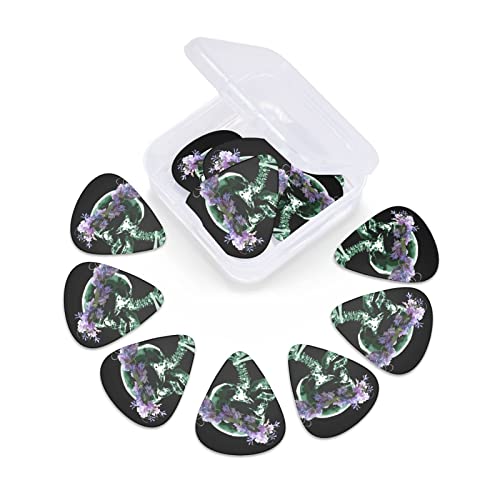 Lot de 12 médiators pour guitare électrique, basse acoustique, motif tête de mort, couronne et fleurs, cadeau avec boîte - Les Beatles, Paul McCartney, John Lennon, RIngo Starr, George Harrison Lot de 12 médiators pour guitare électrique, basse acoustique, motif tête de mort, couronne et fleurs, cadeau avec boîte – Image 4