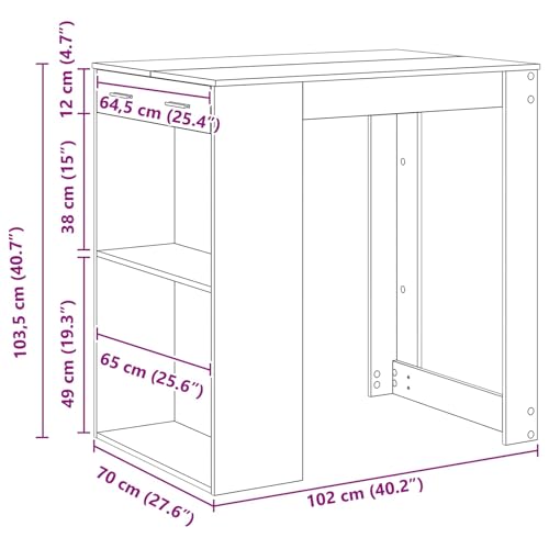 Table de bar noire aspect chêne stable et robuste pour aménager un petit espace repas