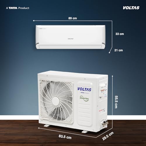 Image of Voltas 1 ton 5 star,New star rated, Inverter Split AC (Copper, Convertible 5-in-1 Cooling Mode,2-Way Air Swing, Anti-dust Filter with Anti Microbial Coating,Auto Clean (125INV VECTRA ZEN SILVER,White)