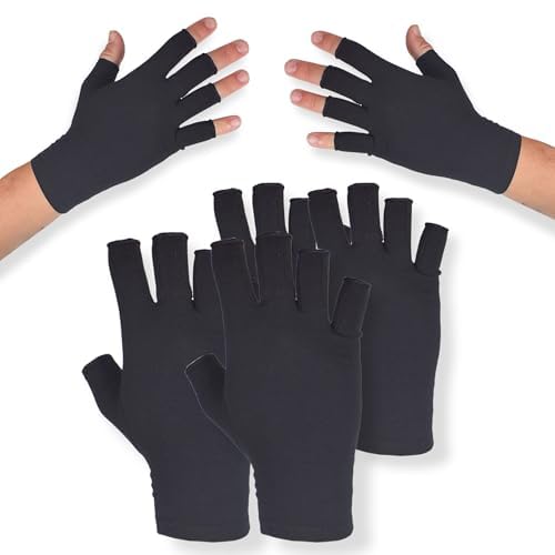 Podcase Lot de 4 Gants de Compression pour Arthrose Femme Et Homme - Gants Anti-arthrite Sans Doigts Pour Les Mains - Réduit L’inflammation - Idéal Pour Le Travail Et Le Gaming (M)