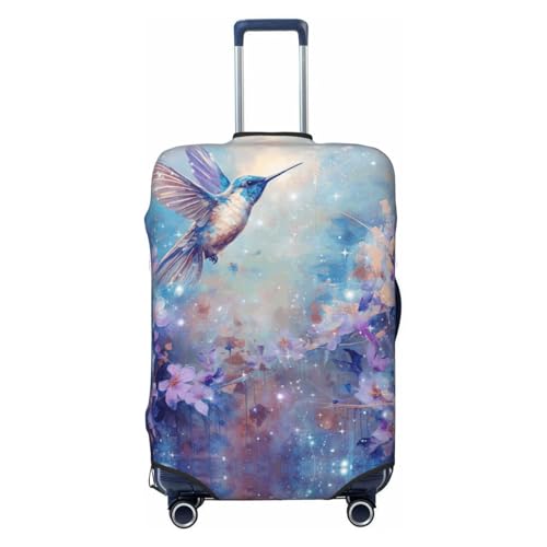 Starry Hummingbird Flowers Travel Luggage Cover Suitcase Protector Washable Baggage Covers Fits 18-30 Inch Casemedium