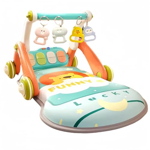 Quxxuolベビーフィットネスゲーム、フィットネスウォーカー、ベビーカー、室内遊具、赤ちゃんのおもちゃ、ペダルピアノフィットネススタンド、多機能、教育的早期教育、フィットネス、赤ちゃんの感覚興奮、赤ちゃんのおもちゃ (オレンジ色,A)