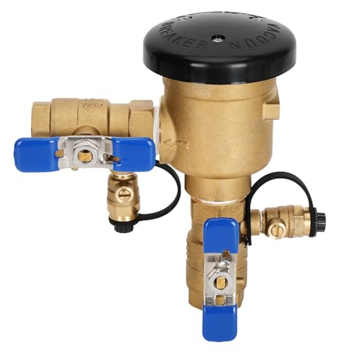 3/4' 720A Pressure Vacuum Breaker, Heavy-Duty Brass Backflow Preventer for Irrigation Systems...