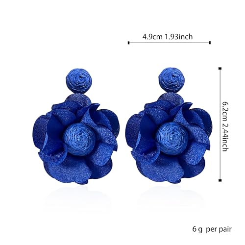 Rattan Flower Drop Earrings Raffia Dangle Boho Statement Earrings for Women 5
