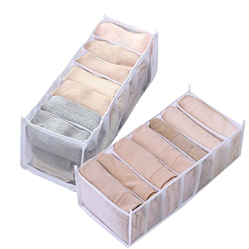 TCASENER Kleideraufbewahrung Aus Mesh, Faltbare Mesh-Aufbewahrungsbox für Schals Jeans Faltbare UnterwäSche-Aufbewahrungsbox für Hosen Jeans T-Shirt Legging, Weiß, NK700 Cover