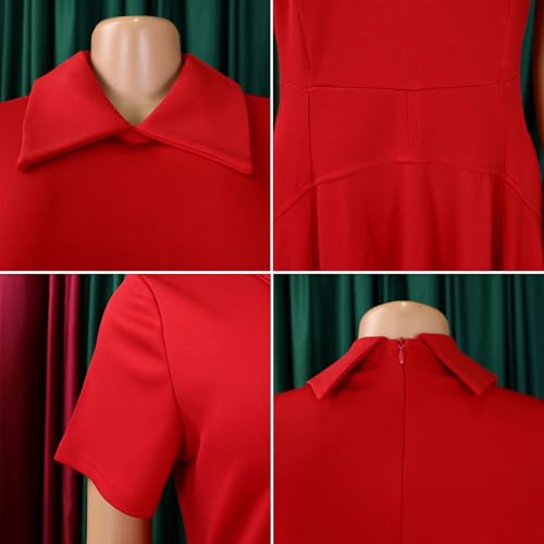 Image of Women A-Line Long Dress Polo Collared Short Sleeve Plus Size Casual Dresses Flared Swing Dress Elegant Maxi Dresses
