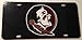Florida State Seminole Mirrored Car Tag - FSU Noles Black License Plate
