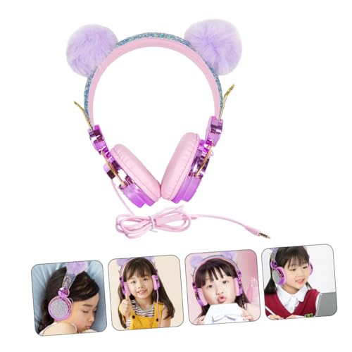 Auriculares infantiles de diadema color púrpura con micrófono y cable resistente de ABS 4
