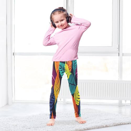 Bolaz Toddler Girls Leggings Printed Yoga Pants Leggings Light Colorful Leaves for Kids4