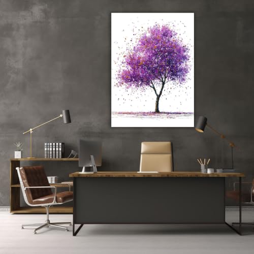 Lienzo de árbol morado minimal de alta definición, lámina artística rústica de 40x60 2
