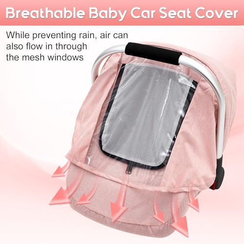 Baby Car Seat Cover, Waterproof Carseat Cover with EVA Transparent Window, Universal Car Seat Rain Cover with Storage Bag, Breathable Baby Carrier Cover for Cold Weather — view 4