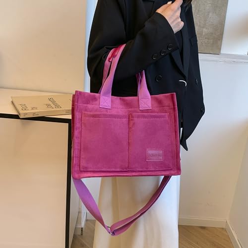 Image of Cherry Tote Bag for Women Canvas Patched Purse Cute Shoulder Bag Multi-Pocket Satchel Handbag for work travel