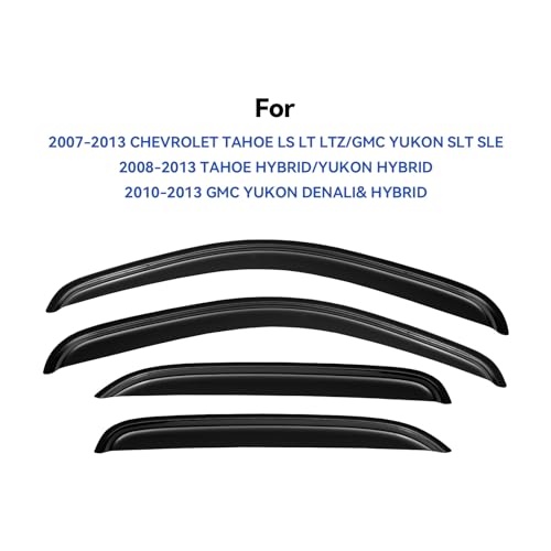 Image of Window Visors Rain Guards for 2007-2014 Chevy Tahoe /GMC Yukon, Out-Channel Window Vent Wind Deflectors Visors Shades for 07-14 Tahoe /Yukon