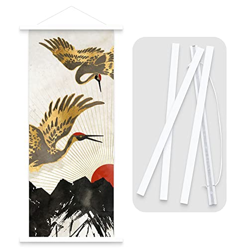 Ywlake 手ぬぐいタペストリー棒マグネット 幅60cm ポスターハンガー B3 木製ポスターフレーム 横長600mm手ぬぐいフレーム 手ぬぐい棒 ポスター吊りフレーム 木製額縁 写真、地図、印刷、手ぬぐい、ポスター、家の装飾に適しています (60cm、白、1点セット）