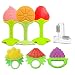 SILIVO 9 Pack Baby-Teething-Toys-Finger-Toothbrushes, BPA Free Silicone Organic Teethers Plus Finger Toothbrushes for Babies，Infants and Toddlers (7 Baby teethers+ 2 Finger toothbrushes)