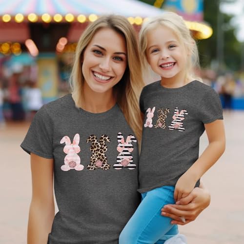 Image of CM C&M WODRO Family Matching Easter Outfits Women Toddler Kid Girl Easter Shirt Mommy and Me Bunny T-Shirt Short Sleeve Top