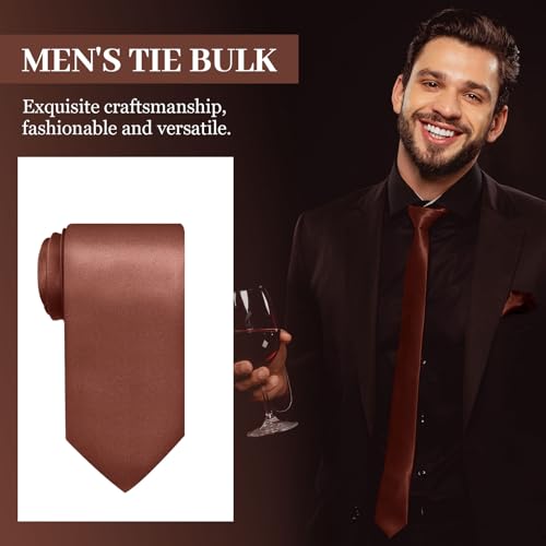 Image of Syhood 6 /12 /24 Pcs Men Ties Set Solid Satin Pure Color Business Formal Necktie Tie 57 inch for Men Occasion Wedding