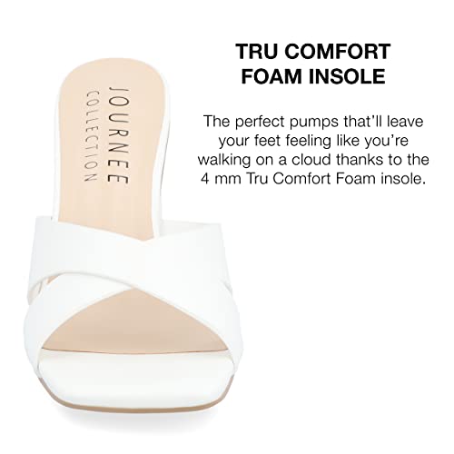 Journee Collection Womens Chazz Faux Leather Heels White 8.5 Medium (B,M)4