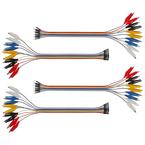 Image of 40PCS Alligator Clip to Male Jumper Wire Electrical Alligator Clip to Jump Wire Test Leads Jumper Wire Male to Alligator Clip Jumper Wire Female to Alligator Clip for Arduino(20cm)