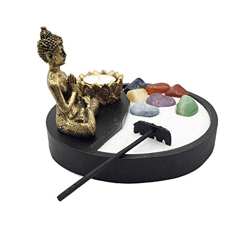 Combo Jardim Zen + Buda + Castiçal + Vela + Pedras dos Chakras
