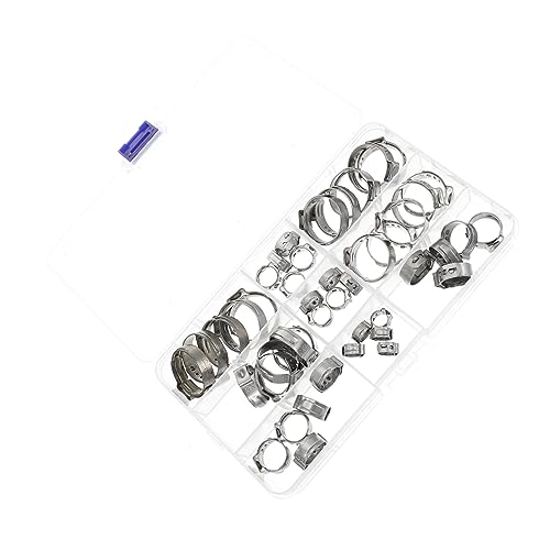 TOPPERFUN 45pcs Stainless Steel Single Ear Hose Clamp Pipe Clamp Assortment Kit for Motorcycle Automotive Industrial Use