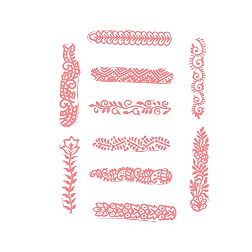Image of Hashcart | Set of 10 | Handcarved Wooden Finger Shaped Blocks for Henna Mehendi, Wooden Blocks for Block Printing Stamps, Saree Border Clay Pottery Tattoo
