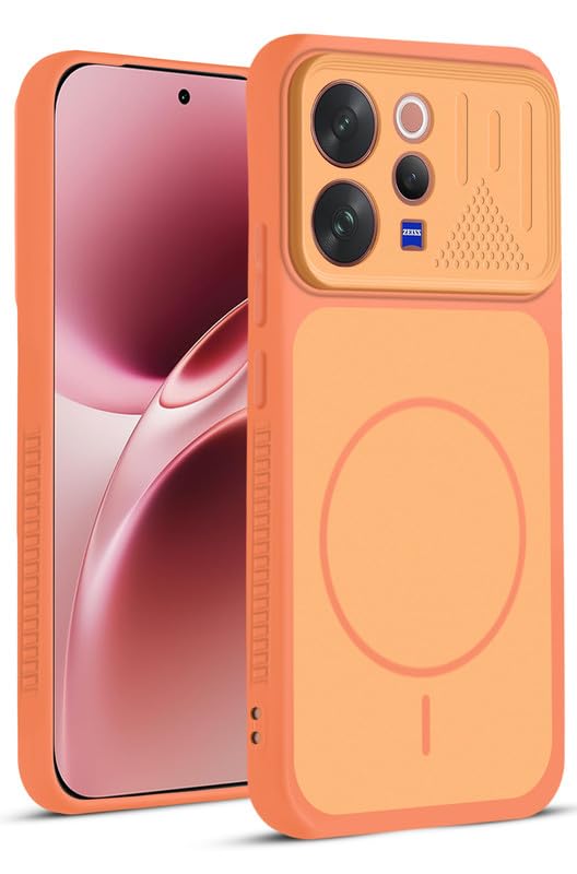 Mr. Case Back Cover for Vivo V70 Elite 5G | Ring Design Protective Case with Camera Cut Protection | Anti Slip Grip | Shockproof Phone Cover - Orange