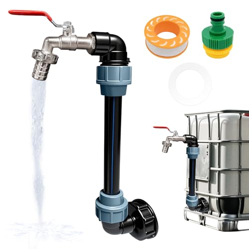Adaptateur IBC, Robinet à col de Cygne IBC, Raccord Cuve 1000 litres Robinet Kit,IBC Robinet de Vidange à col de Cygne 3/4, Raccord pour Réservoir d'eau de...