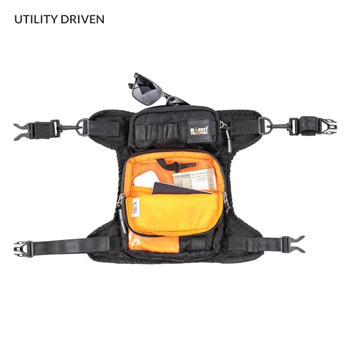 Image of MONKEY TROOPERS Drift Magnetic Thigh Bag for Bikers, 5L | Black Camo | Waist & Leg Motorcycle Bag with Strap, Magnet Mount, Touch-Sensitive Navigation Pocket, Large Capacity for Riding & Hiking