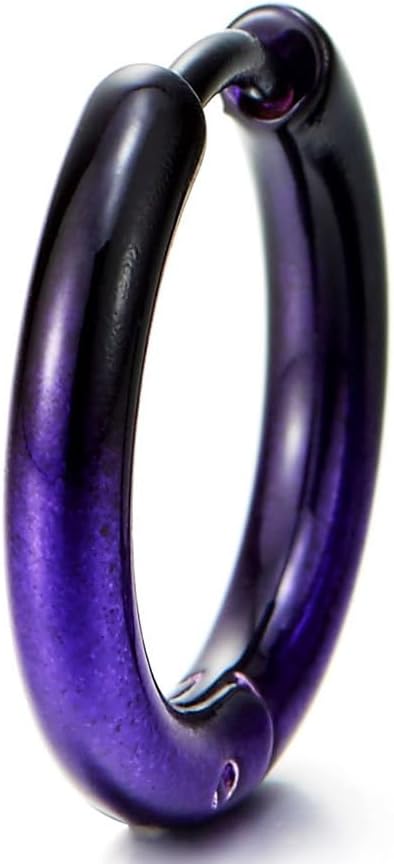 Pair Stainless Steel Oxidized Plain Circle Huggie Hinged Hoop Earrings for Men Women - Image 2