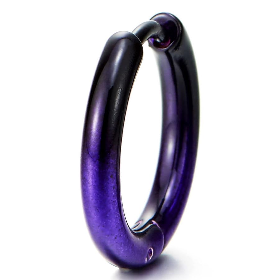 Pair Stainless Steel Oxidized Plain Circle Huggie Hinged Hoop Earrings for Men Women2