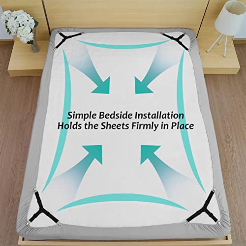 Tuyeabc Bed Sheet Holder Straps, Adjustable Elastic Bedsheet Fasteners, Mattress Corner Sheet Clips Stays Keepers, Fitted Sheet Straps, Upgraded Non-Slip Stability Triangle Buckle, Easy To Install #TOP1