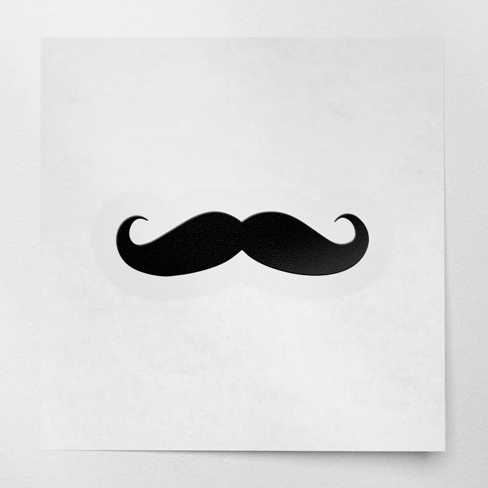 2 Pcs - No Background Decal Stickers of Mustache in White (Black) Premium Waterproof Vinyl Decal Stickers for Laptop Phone Accessory Helmet Car Window