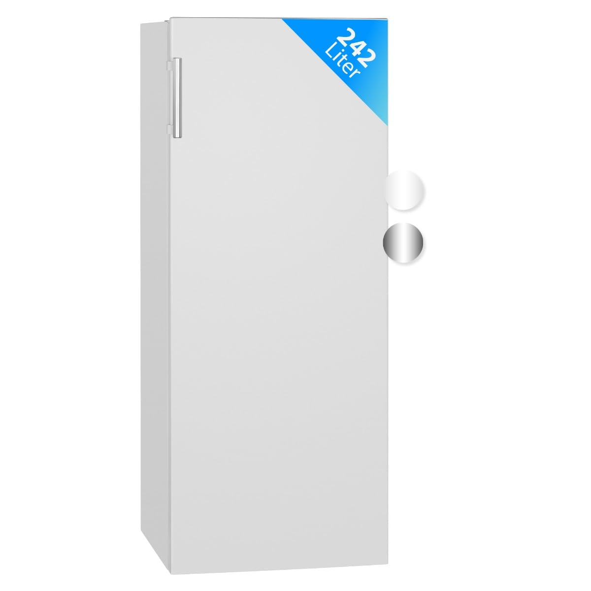 Bomann Réfrigérateur 242L blanc VS7316-1-blanc, Capacité nette : 242 litres, Éclairage intérieur à DEL, Contrôle de la température en continu, 5 clayettes en verre