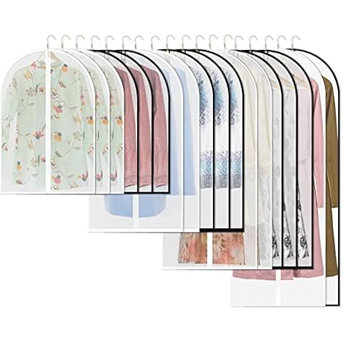 18PCS Fundas de Ropa a Prueba de Polvo, Transparentes con Cremallera Cover