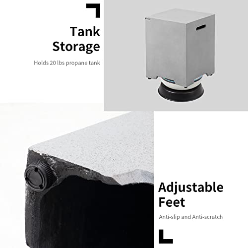 Essential-Lounger-56-Inch-Firepit-Table-for-Outside-50000-BTU-Large-Rectangular-Concrete-Outdoor-Firepit-Tables-with-Propane-Tank-CoverWind-GuardWaterproof-CoverLava-RocksSide-Handles-Grey